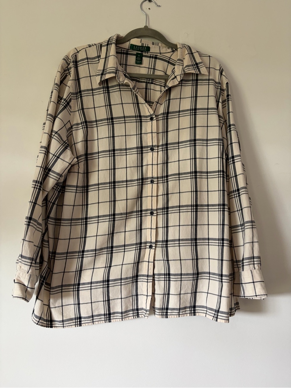 Lauren Ralph Lauren cotton button down plaid flannel top size 3X fall